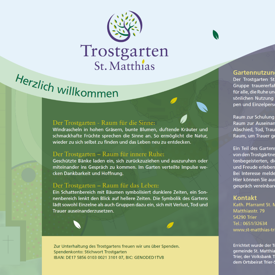 Die Spendentafel zum Projekt 'Trostgarten'