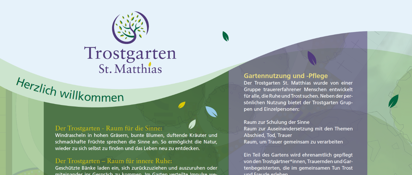 Die Spendentafel zum Projekt 'Trostgarten'